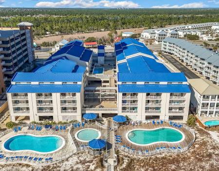 A condo complex on the beach