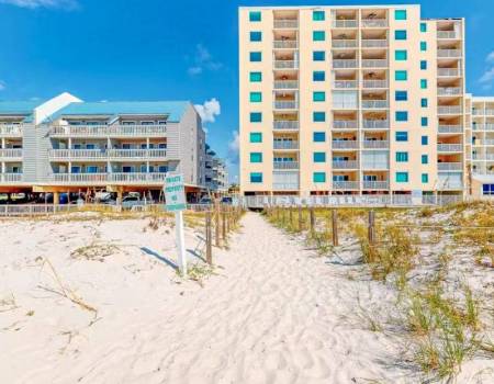 A condo complex on the beach