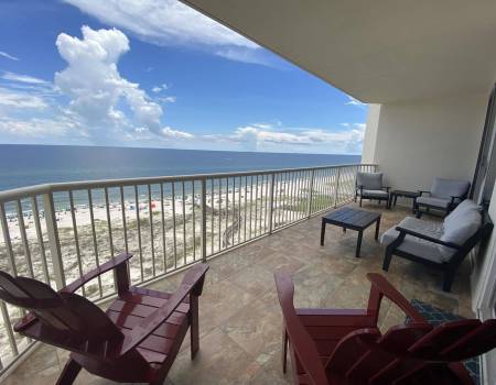 A high-rise balcony facing the ocean