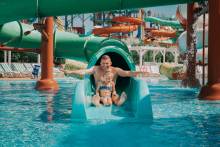 father and daughter at water park