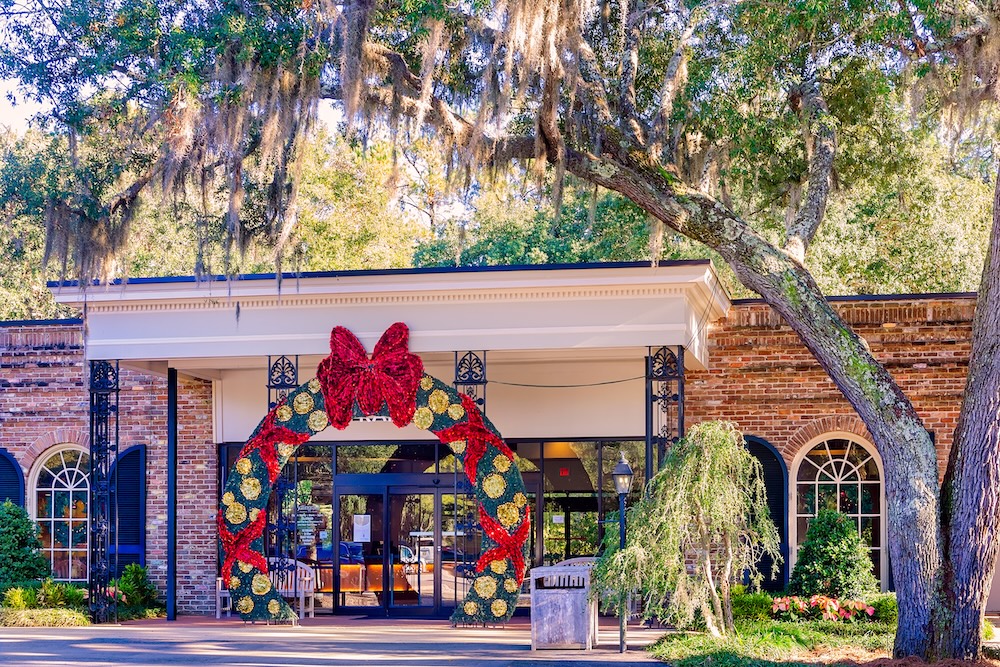 Bellingrath Gardens Magic Christmas in Lights entrance in Theodore Alabama